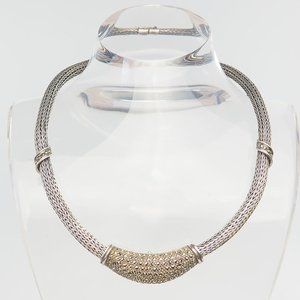 Elegant sterling silver mesh chain removable pendant necklace